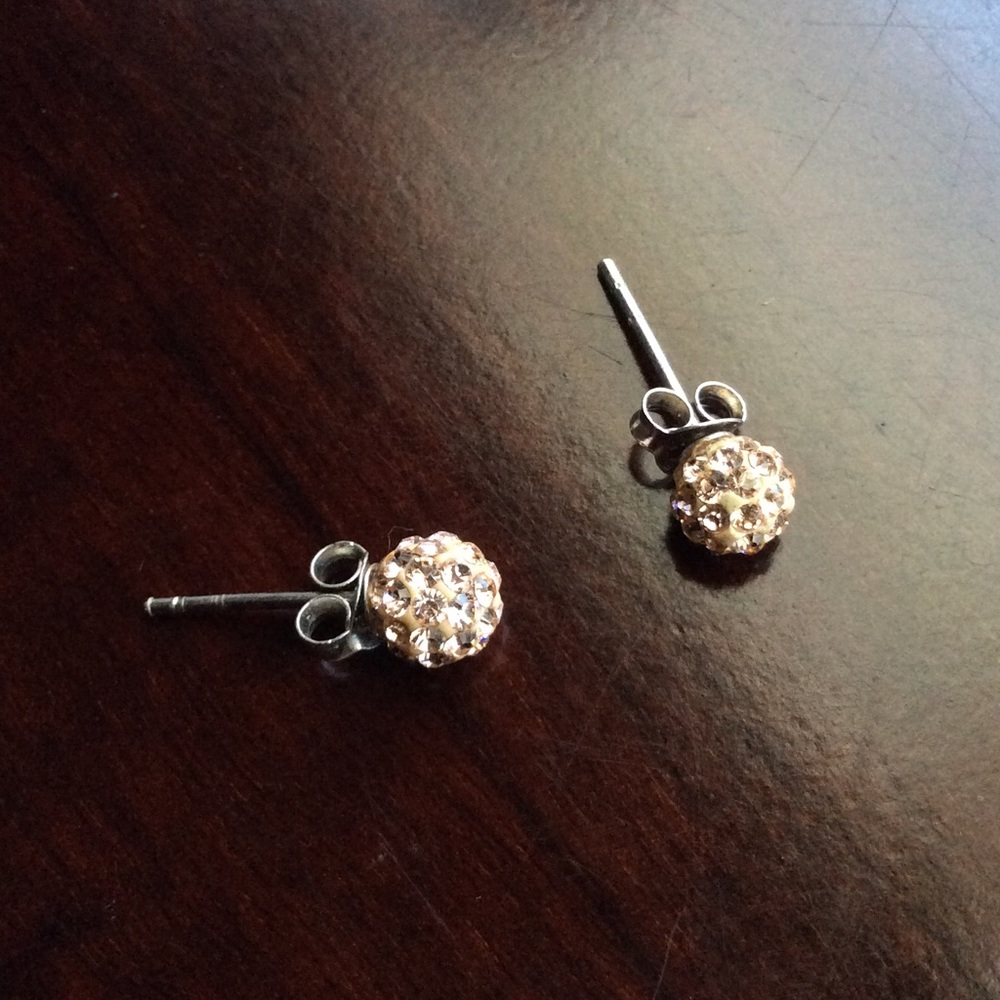 SALE! 925 Silver Peach Crystals Earrings